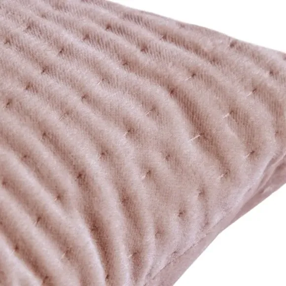 Quilted Cushion with Velvet Texture - Coral, Cotton