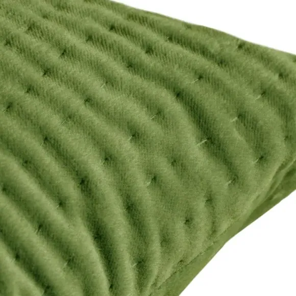 Quilted Cushion with Velvet Texture - Grass, Cotton