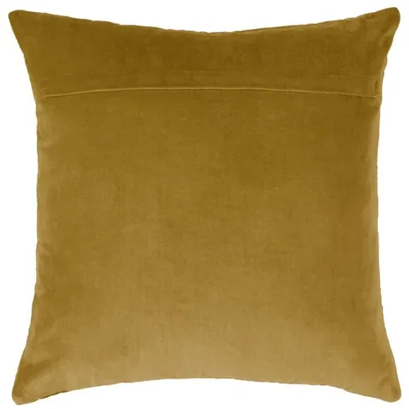 Quilted Cushion with Velvet Texture - Mustard, Cotton