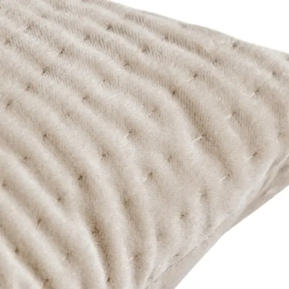 Quilted Cushion with Velvet Texture - Natural, Cotton