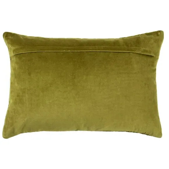 Quilted Cushion with Velvet Texture - Olive, Cotton
