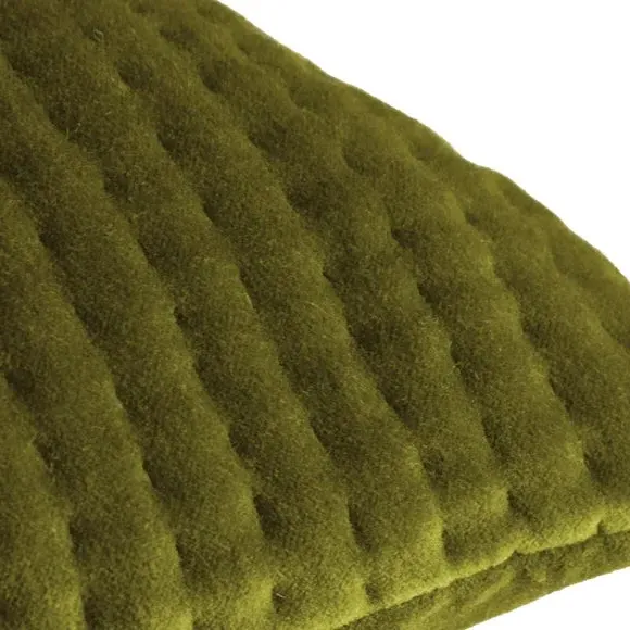 Quilted Cushion with Velvet Texture - Olive, Cotton