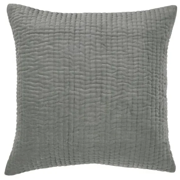 Quilted Cushion with Velvet Texture - Steel, Cotton