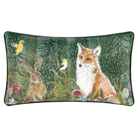Rectangle Cushion Cover Animal Print - Green, Cotton