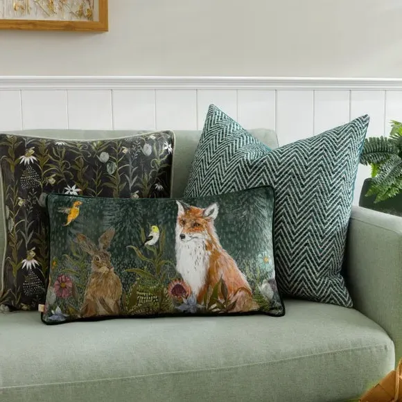 Rectangle Cushion Cover Animal Print - Green, Cotton