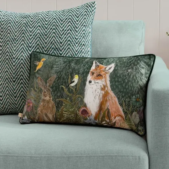Rectangle Cushion Cover Animal Print - Green, Cotton image