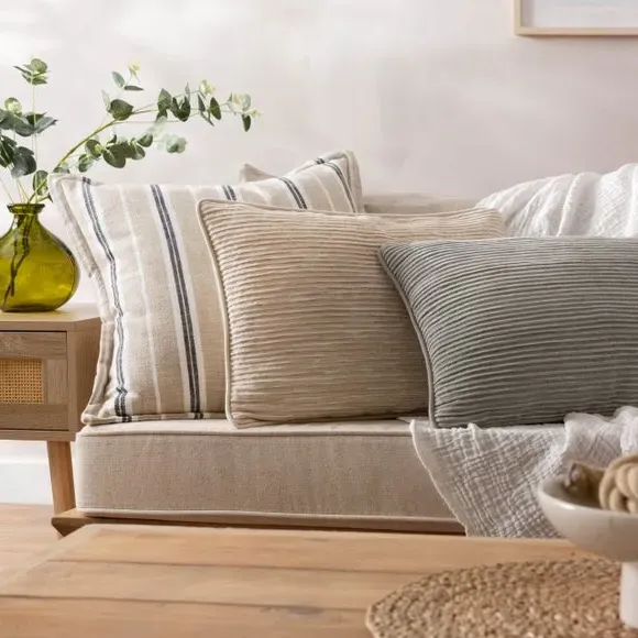 Rectangle Cushion Cover with Zip - Pebble, Cotton