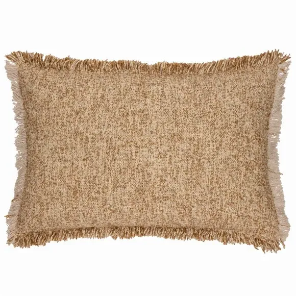 Rectangle Cushion with Fringe - Biscuit, Polycotton