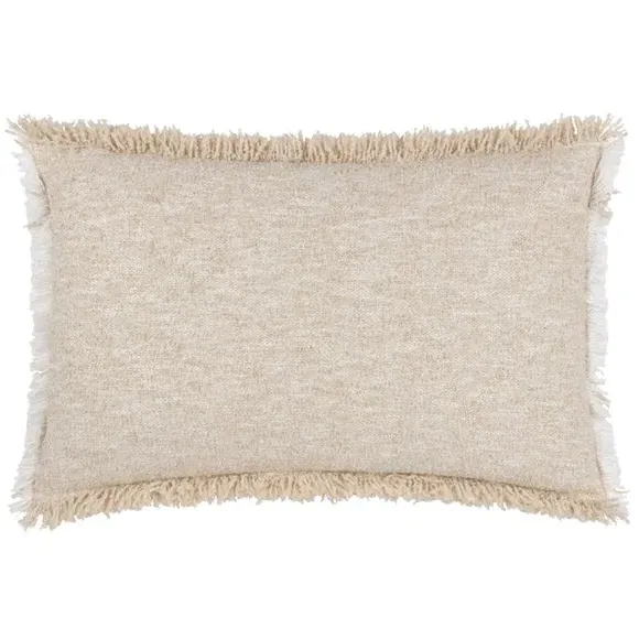 Rectangle Cushion with Fringe - Natural, Polycotton