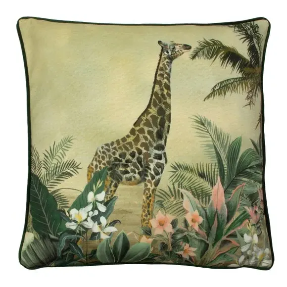 Rectangle Cushion with Leopard Print - Sage, Cotton