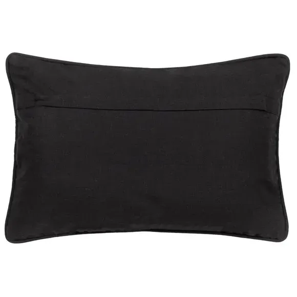 Rectangle Cushion with Ribbed Design - Black, Cotton