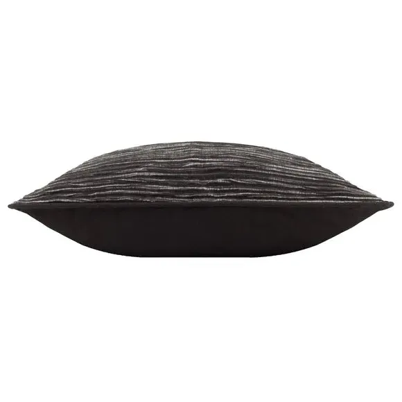 Rectangle Cushion with Ribbed Design - Black, Cotton