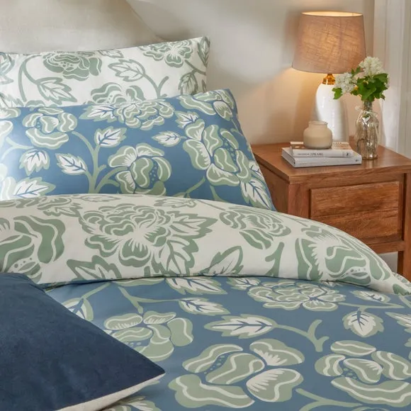 Reversible Duvet Cover Set - French Blue, Polyester