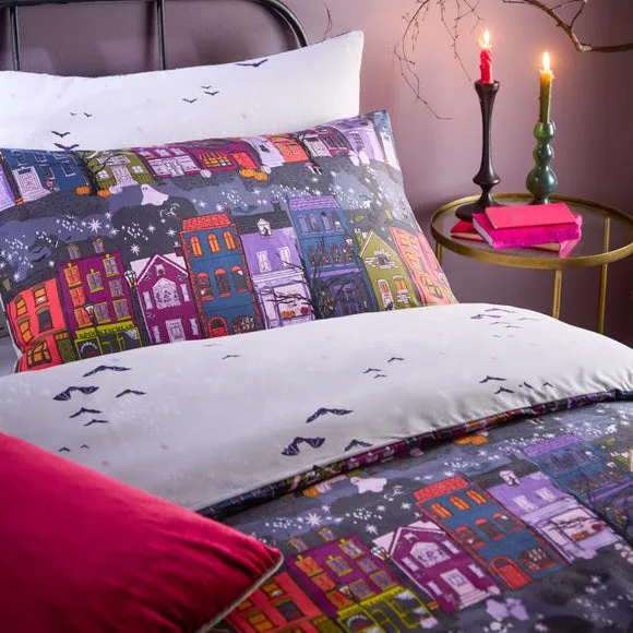 Reversible Duvet Cover Set - Grey, Polycotton