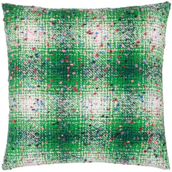 Square Cushion Cover Check Pattern - Green, Polyester