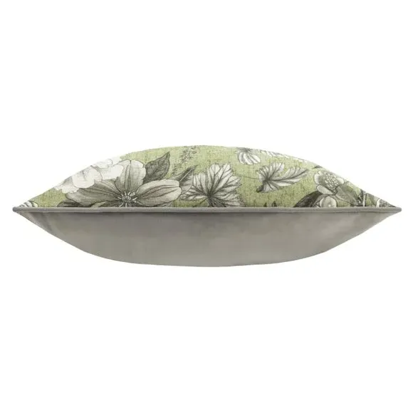 Square Cushion Cover Floral - Light Moss, Polyester