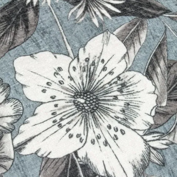 Square Cushion Cover Floral - Petrol, Polyester