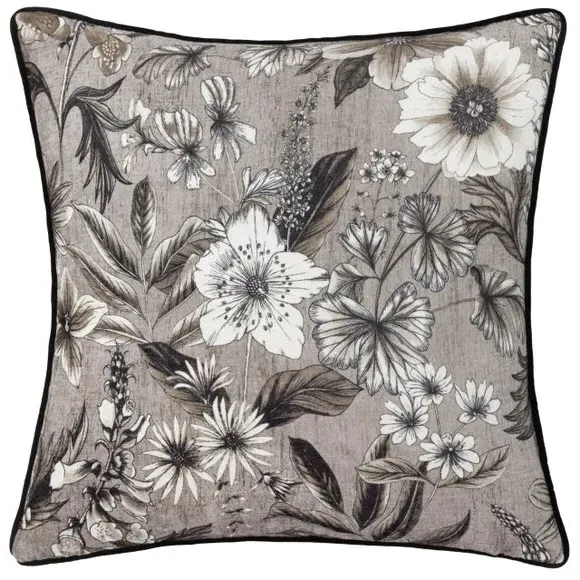 Square Cushion Cover Floral - Sepia, Polyester