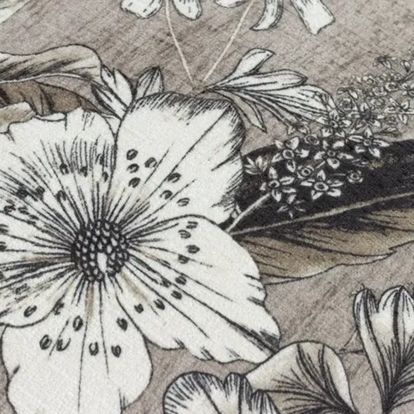 Square Cushion Cover Floral - Sepia, Polyester