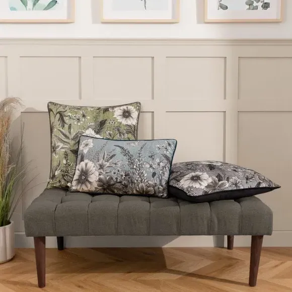 Square Cushion Cover Floral - Sepia, Polyester
