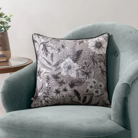 Square Cushion Cover Floral - Sepia, Polyester