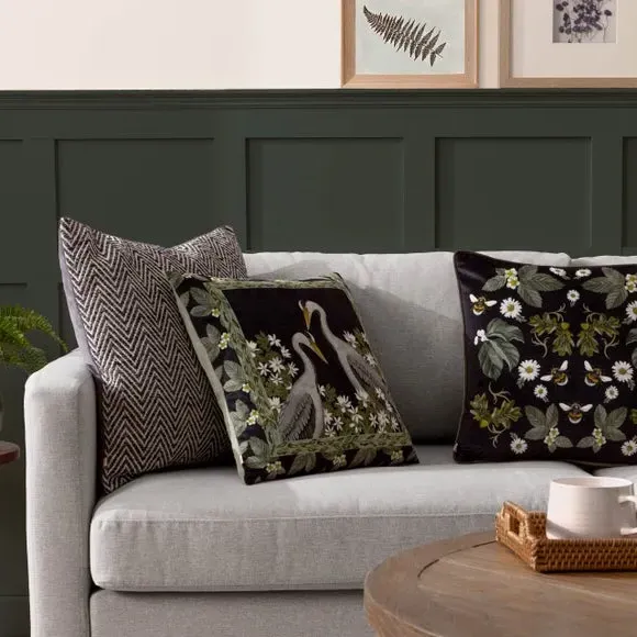 Square Cushion Cover Nature Print - Sage, Velvet