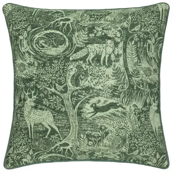 Square Cushion Cover Winter Woods - Emerald, Polyester