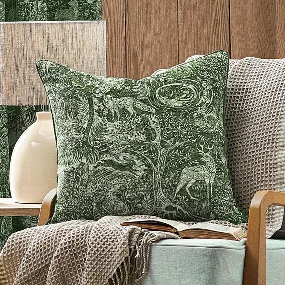 Square Cushion Cover Winter Woods - Emerald, Polyester image