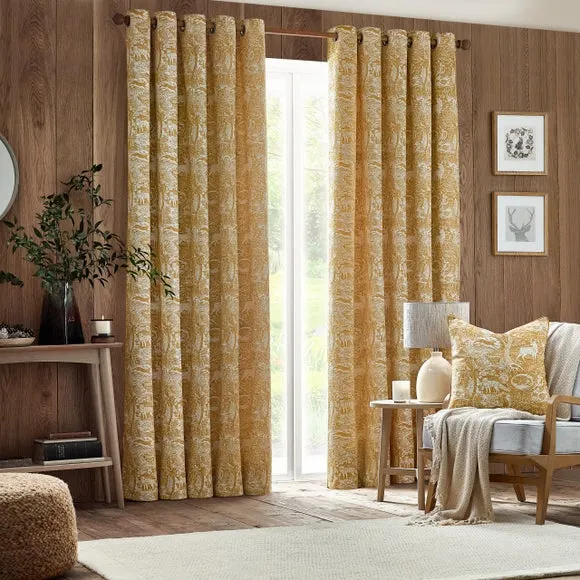 Square Cushion Cover Winter Woods - Ochre, Polyester