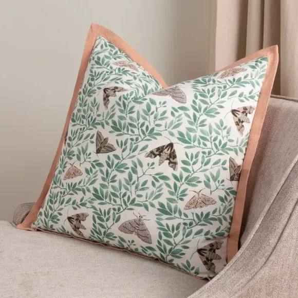 Square Cushion Cover with Botanical Print - Pink image