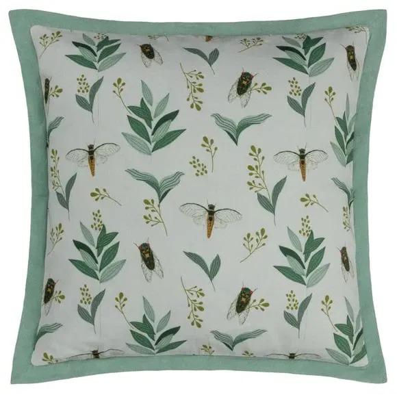 Square Cushion Cover with Botanical Print - Sage