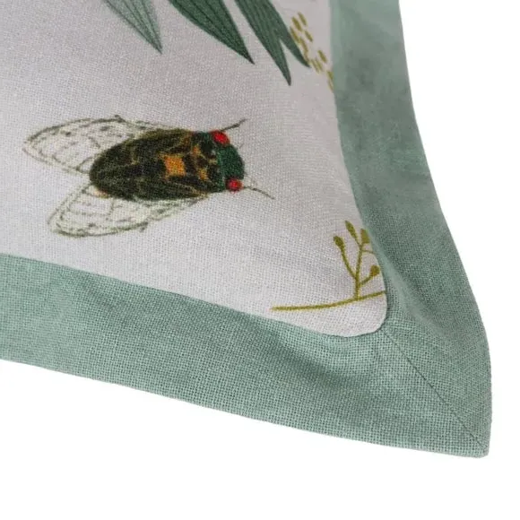 Square Cushion Cover with Botanical Print - Sage