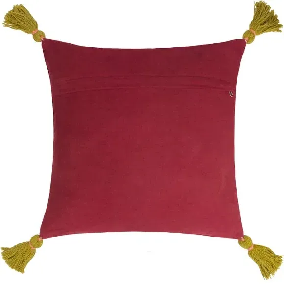 Square Cushion Cover with Embroidery - Ruby, Cotton