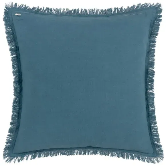 Square Cushion Cover with Fringe - Ink, Cotton