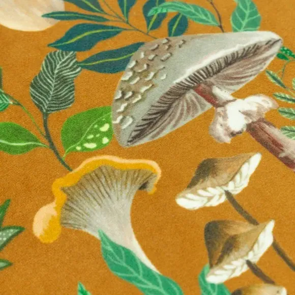 Square Cushion Cover with Mushroom Print - Velvet