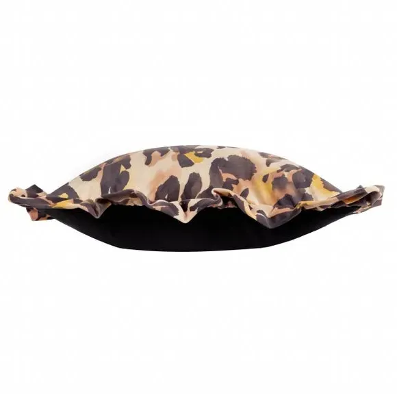Square Cushion Cover with Ruffle - Leopard Print