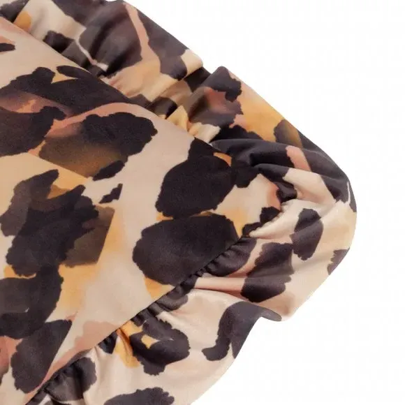 Square Cushion Cover with Ruffle - Leopard Print