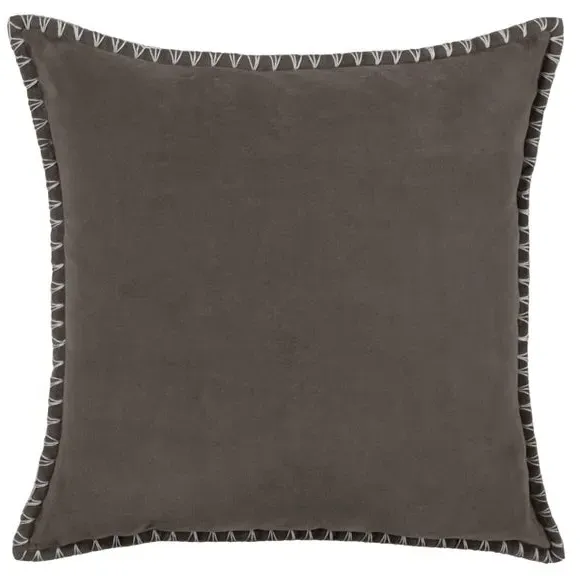 Square Cushion Cover with Stitch Detail - Grey
