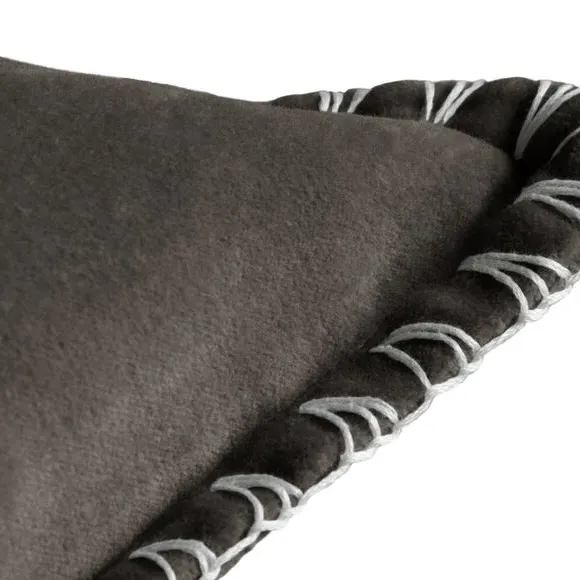 Square Cushion Cover with Stitch Detail - Grey