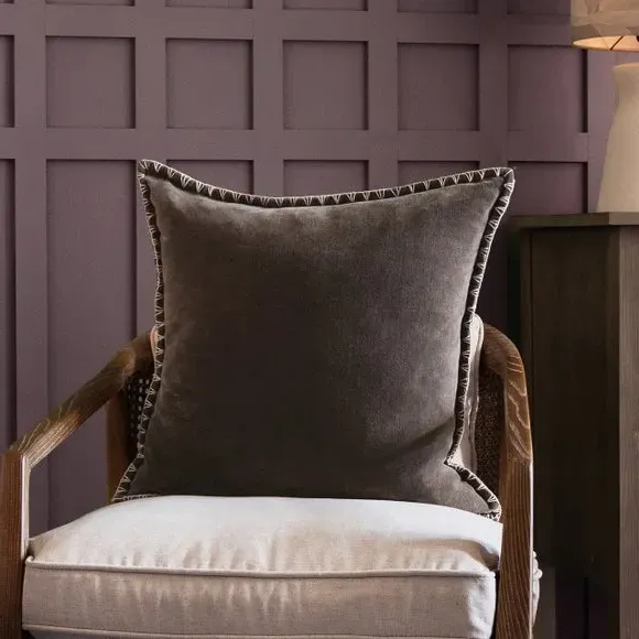 Square Cushion Cover with Stitch Detail - Grey image