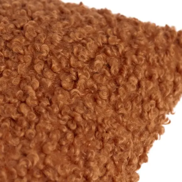 Square Cushion Cover with Zip - Ginger, Boucle