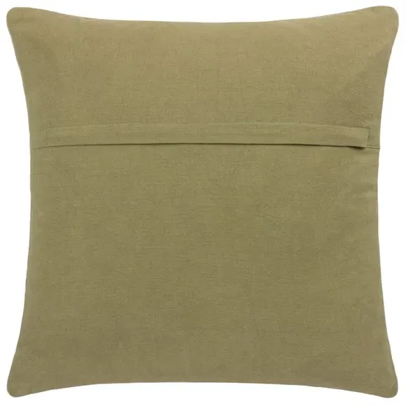 Square Cushion Cover with Zip - Green, Cotton