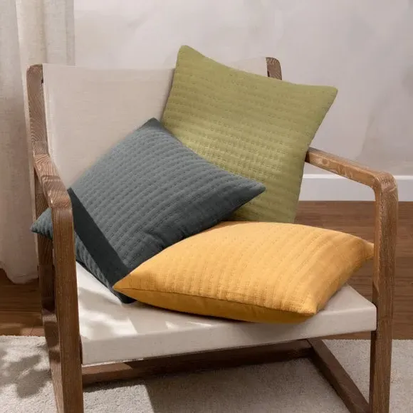Square Cushion Cover with Zip - Grey, Cotton