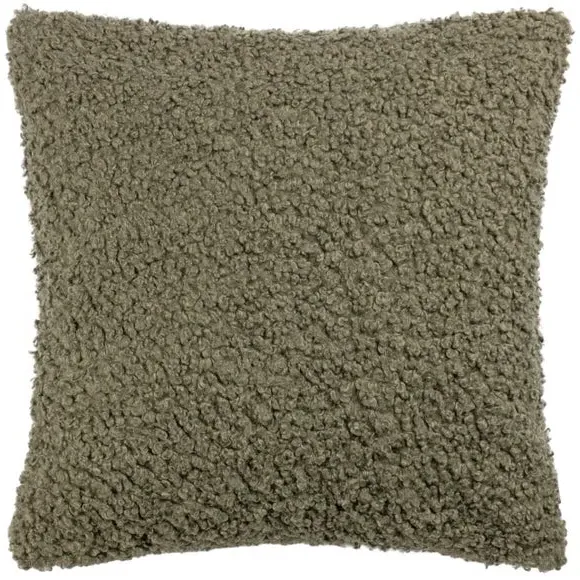 Square Cushion Cover with Zip - Khaki, Boucle