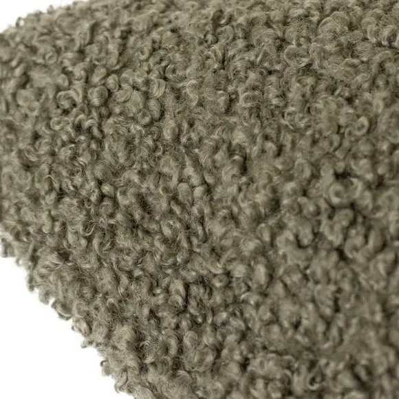 Square Cushion Cover with Zip - Khaki, Boucle
