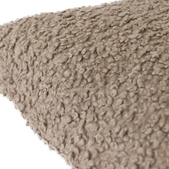Square Cushion Cover with Zip - Taupe, Boucle