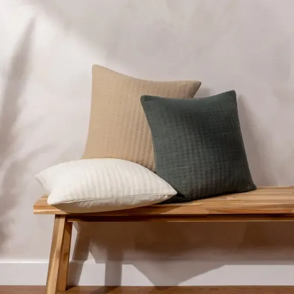 Square Cushion Cover with Zip - Taupe, Cotton