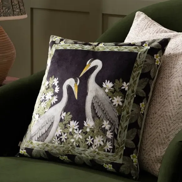Square Cushion with Animal Design - Sage, Velvet