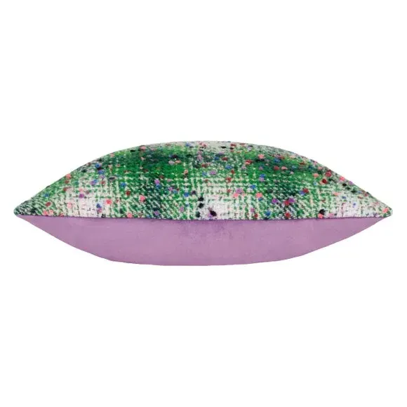 Square Cushion with Check Pattern - Green, Polyester