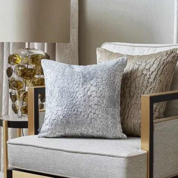 Square Cushion with Foil Print - Taupe, Polyester